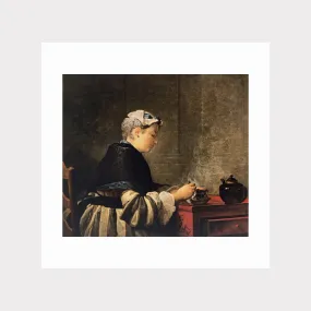 A Lady Taking Tea Card