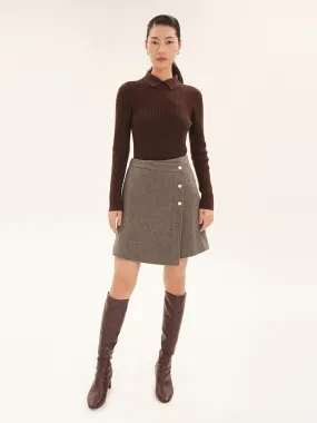 Asymmetric Wool Warp Skirt