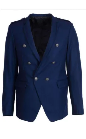 Blue Wool Blazer with Epaulettes