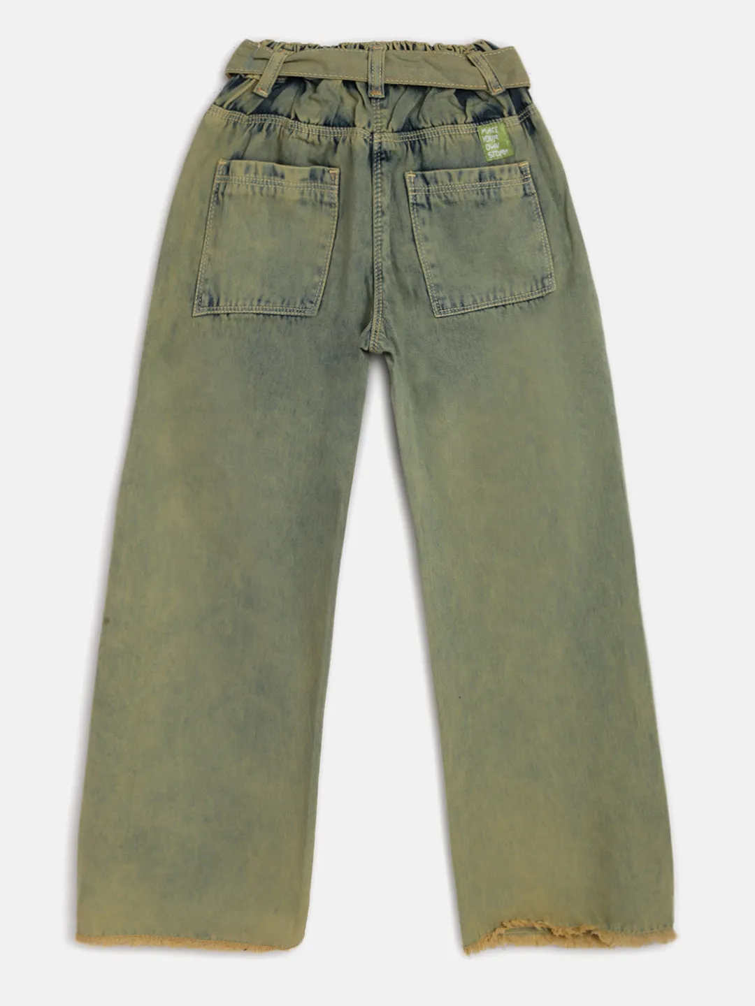 Girls Olive Denim Palazzo