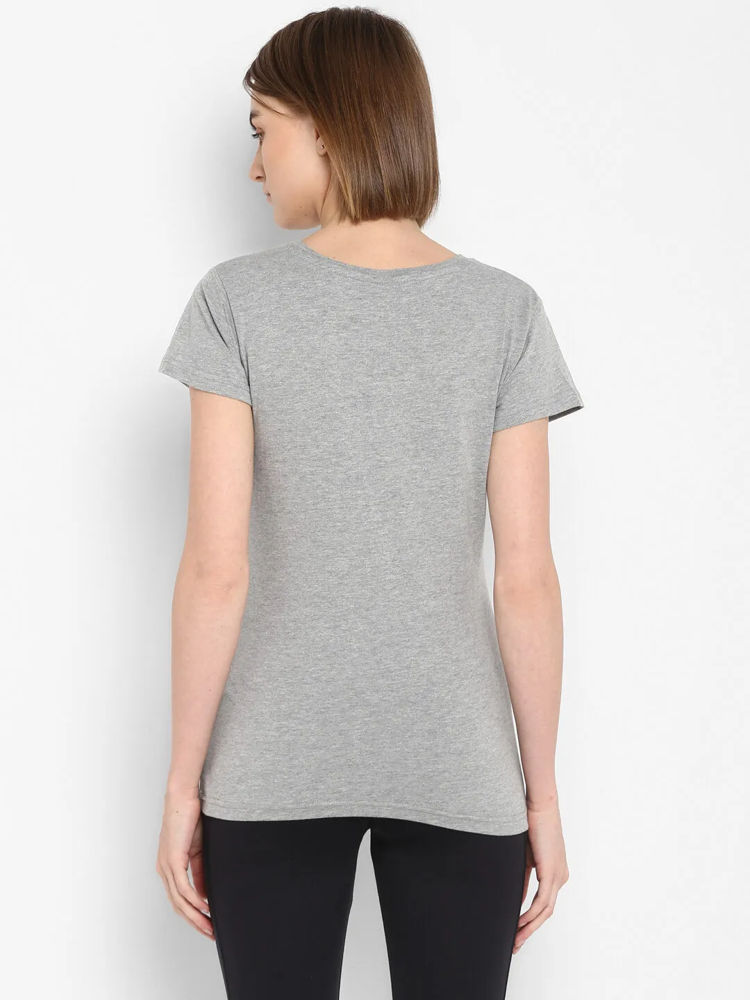 Helit Women Cotton Grey T-Shirt