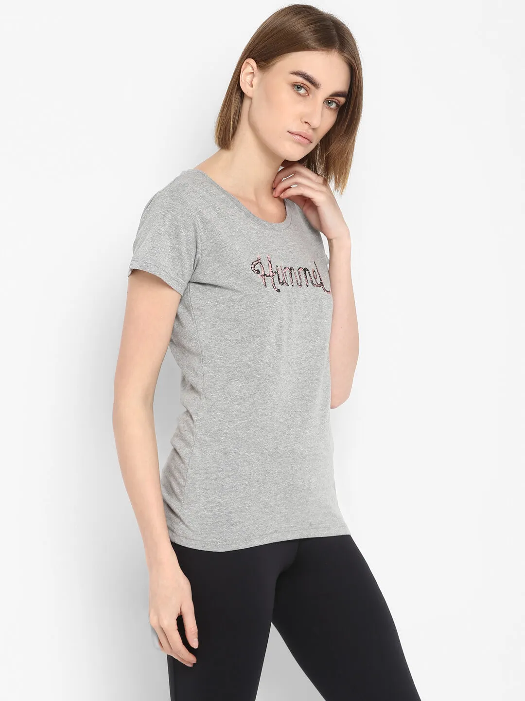 Helit Women Cotton Grey T-Shirt