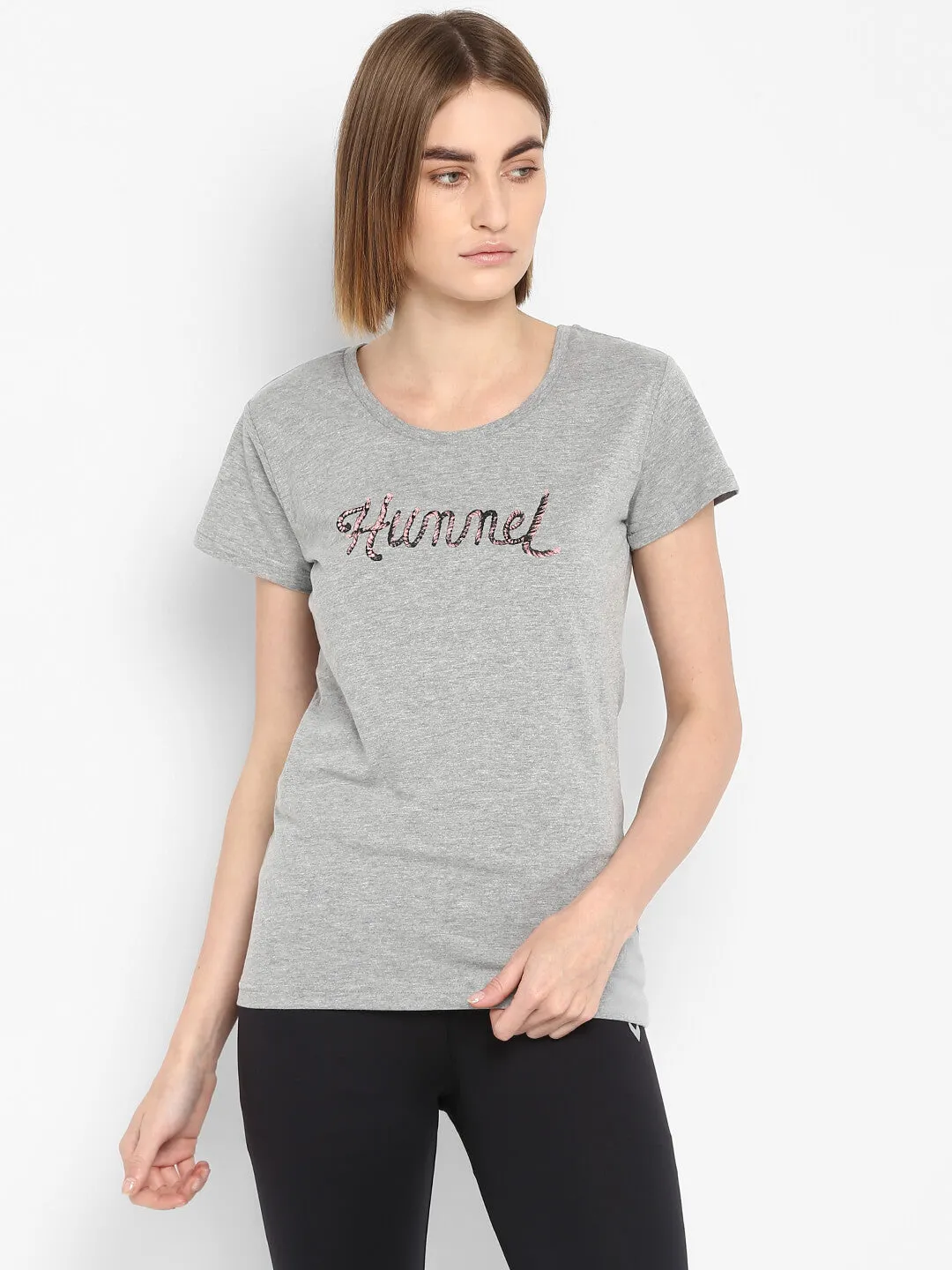 Helit Women Cotton Grey T-Shirt