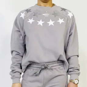 Jack Chic Putty Sweatshirt - Silver & White Star Neckline