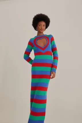 Striped Heart Knit Dress